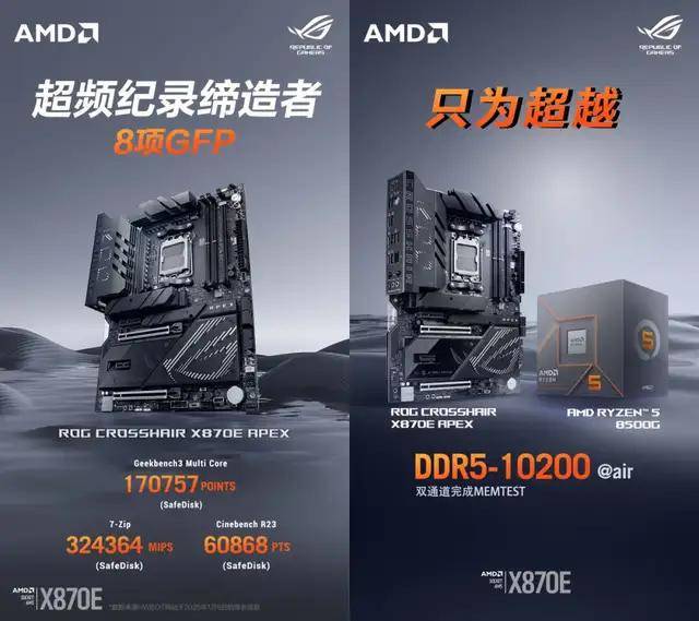 只为超越！ROG X870E APEX、ROG B850吹雪主板破纪录