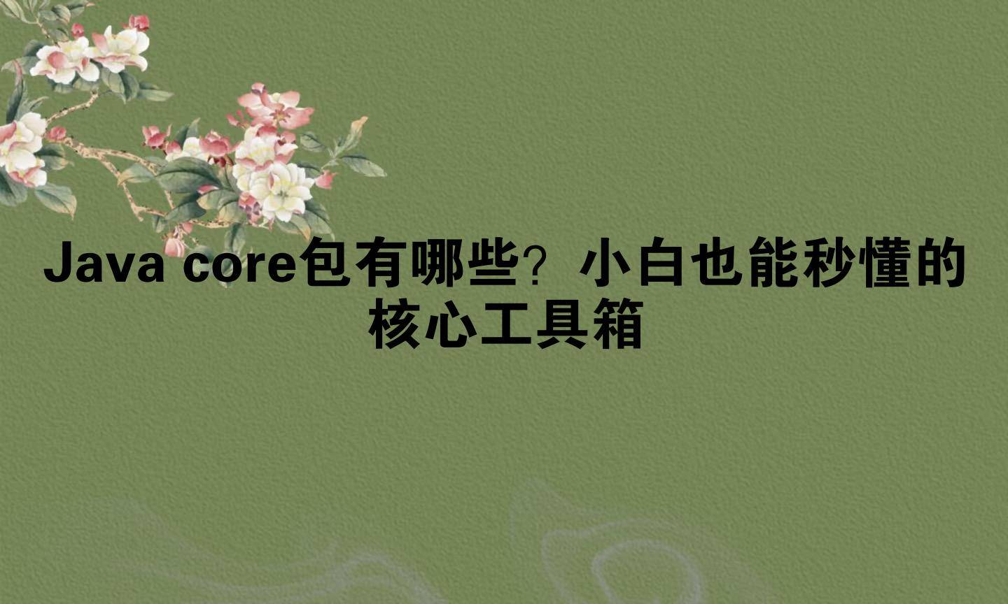 Java core包有哪些？小白也能秒懂的核心工具箱